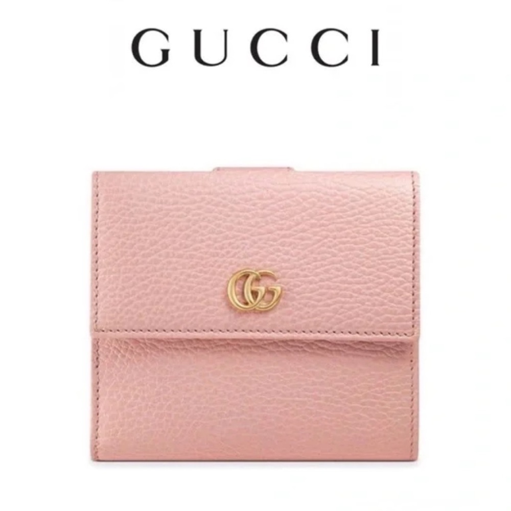 Authentic Gucci GG Marmont flap bi fold wallet light pink
